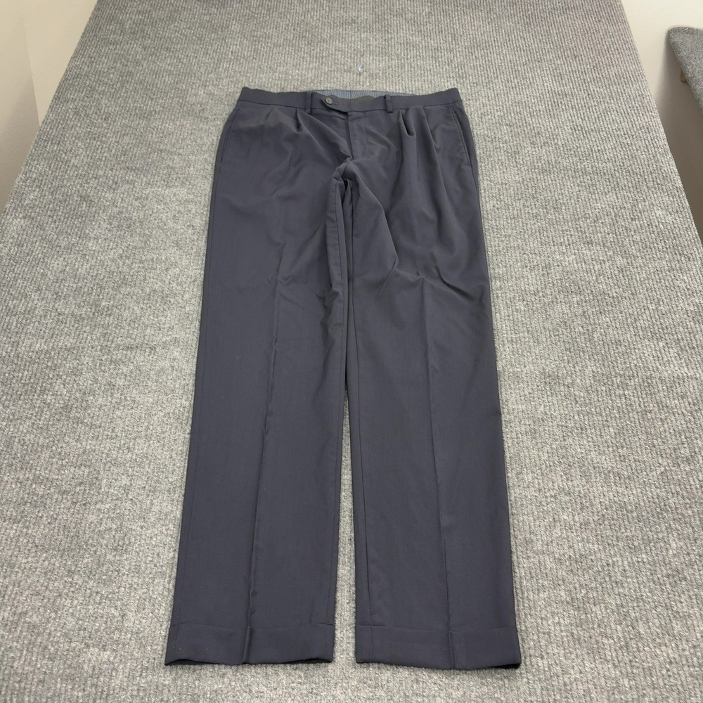 Lauren Ralph Lauren Dress Pants Men 34 Blue Wool Pleated Cuffed Classic Business